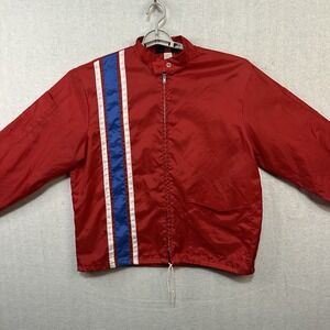 VTG Pla-Jac Dunbrooke Large 44-48 Nylon Windbreaker Jacket Racing Stripe 70's 80